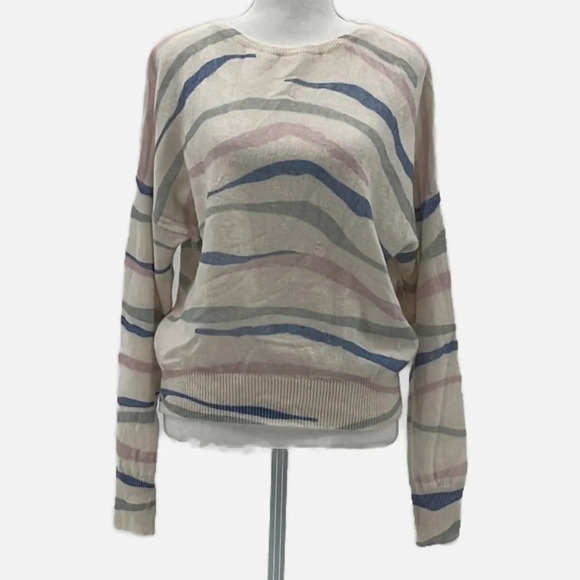 360 Cashmere Mara Tiger Stripe Skull Cashmere Sweater - Size Medium - Picture 2 of 10